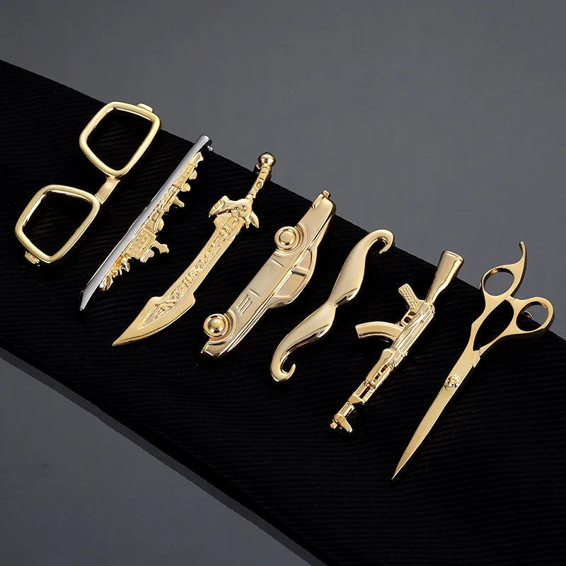Pince à Cravate Métal Doré Créative pour Chemise Costume Mariage