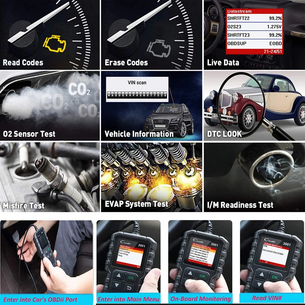 Valise Diagnostic OBD2 Launch X431 CR3001 - Outil Pro pour Mécaniciens
