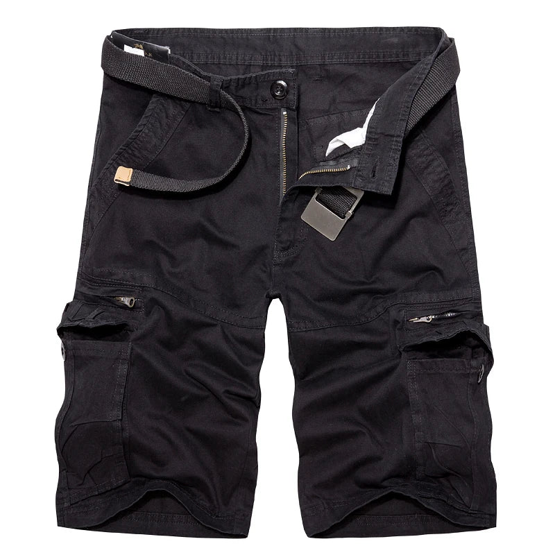 Short Cargo Militaire Homme Vert Armée - Lâche Multi-Poches Été