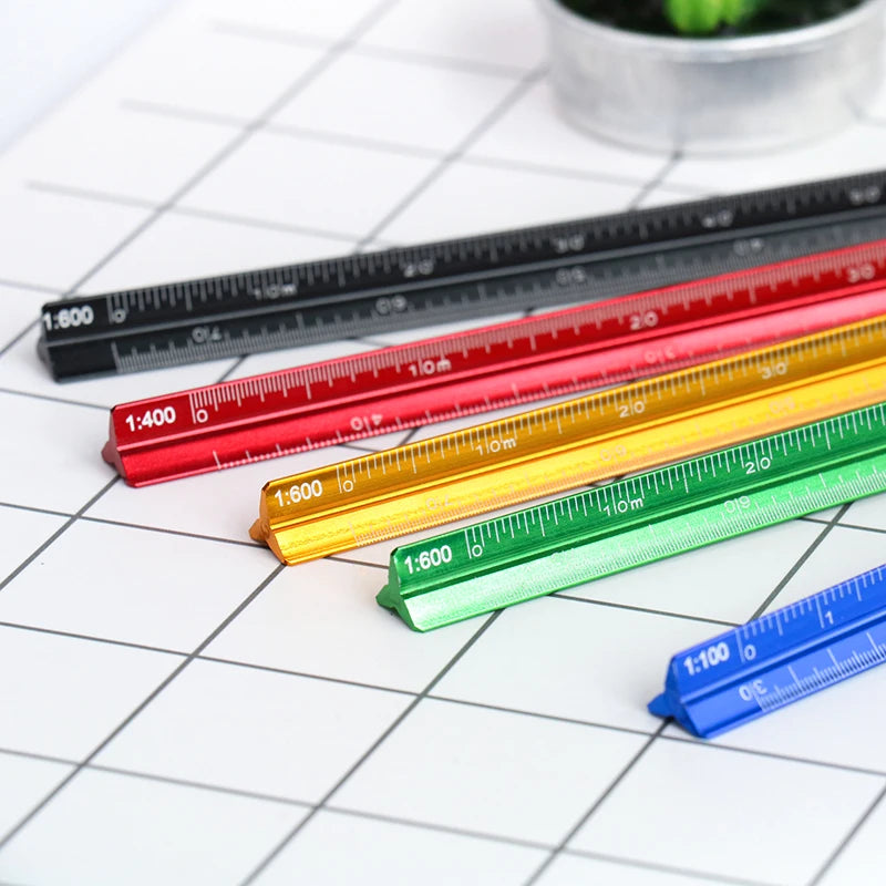 Règle Triangulaire Aluminium 15 cm - Échelle 1:20 à 1:600 pour Dessin Technique