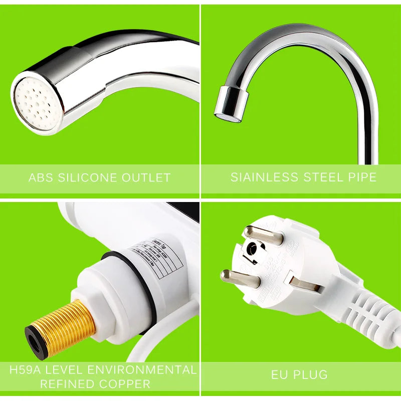 Robinet d’Eau Chaude Instantanée Électrique – 2100-5000W, Sans Réservoir, Contrôle Électronique