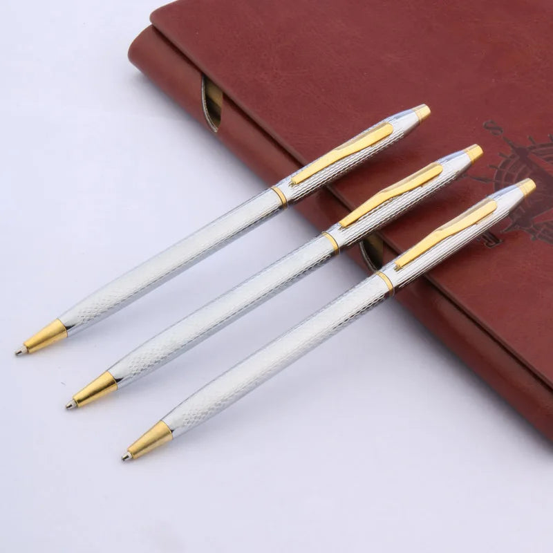 Stylo Bille Métal Luxe Motif Vague Twist - Encre Noire, Idéal Bureau/Cadeau