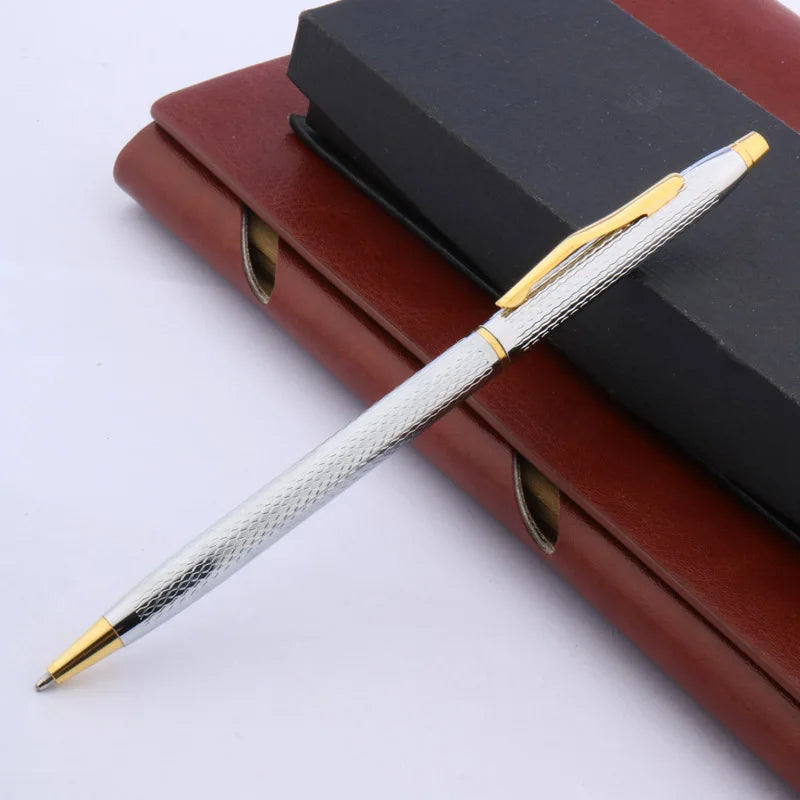 Stylo Bille Métal Luxe Motif Vague Twist - Encre Noire, Idéal Bureau/Cadeau