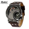Montre Homme Oulm Designer Luxe - Double Temps Quartz Cuir