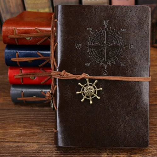 Carnet de Notes Spirale Rétro Cuir PU Ancre Pirate - Journal de Voyage