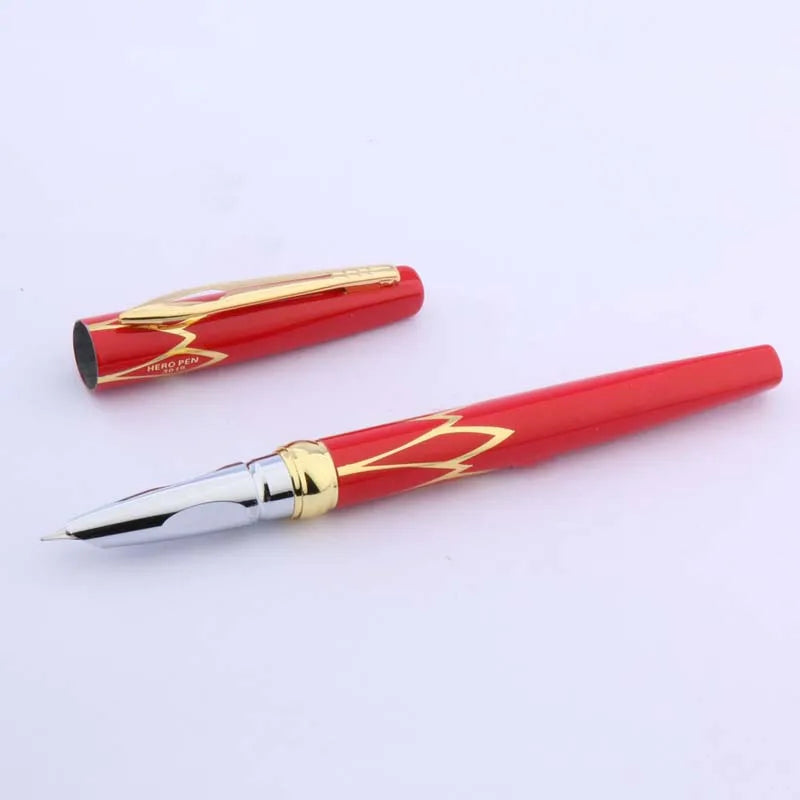 Stylo Plume Hero Classique Doré et Noir - Pointe Fine, Idéal Étudiant/Bureau