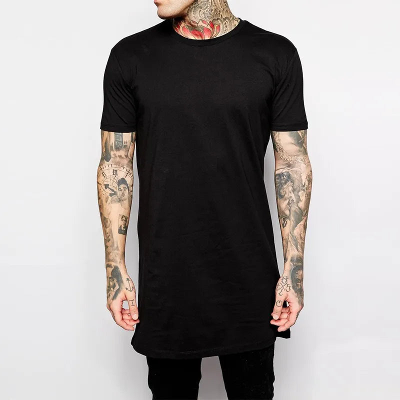 T-Shirt Homme Noir Long Hip Hop - Streetwear Tendance 2026