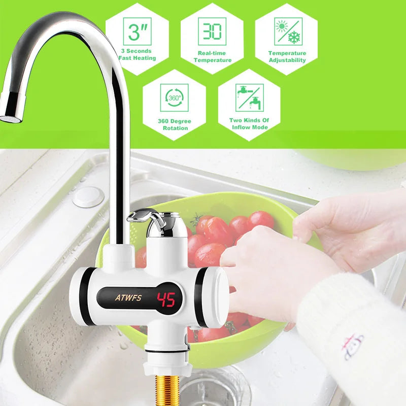 Robinet d’Eau Chaude Instantanée Électrique – 2100-5000W, Sans Réservoir, Contrôle Électronique
