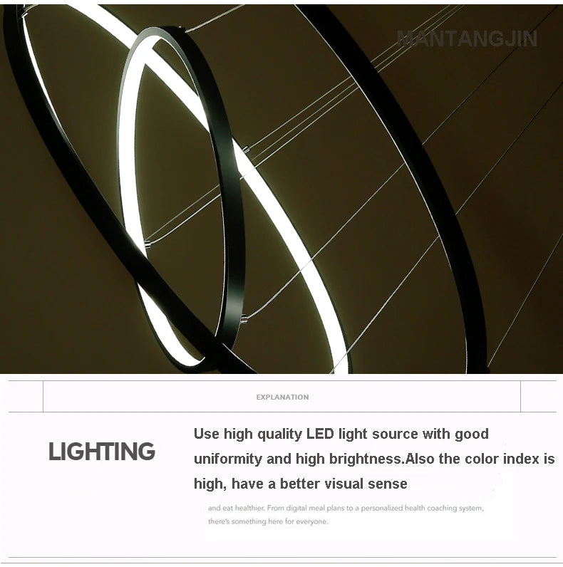 Suspension Luminaire Moderne Cercle - 1 à 4 Lumières pour Salon/Salle à Manger