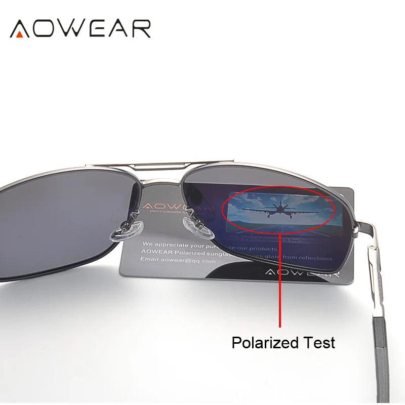 Lunettes de Soleil Aviateur Polarisées Aowear - Aluminium Homme Conduite