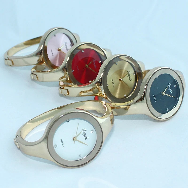Montre Femme Bracelet Cuff Doré - Mode Casual Ronde