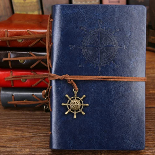 Carnet de Notes Spirale Rétro Cuir PU Ancre Pirate - Journal de Voyage