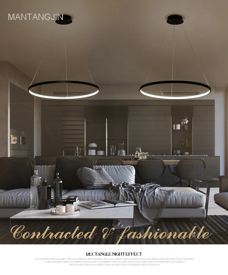 Suspension Luminaire Moderne Cercle - 1 à 4 Lumières pour Salon/Salle à Manger