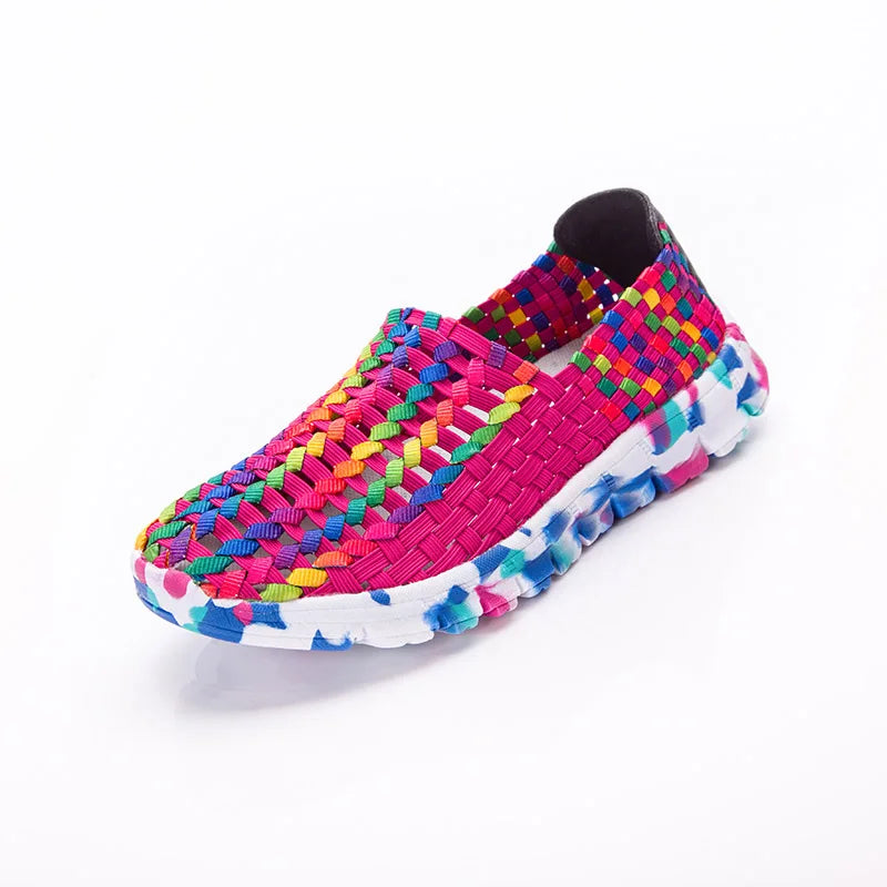 Chaussures Femme Été Plates Tissées - Loafers Casual Respirantes
