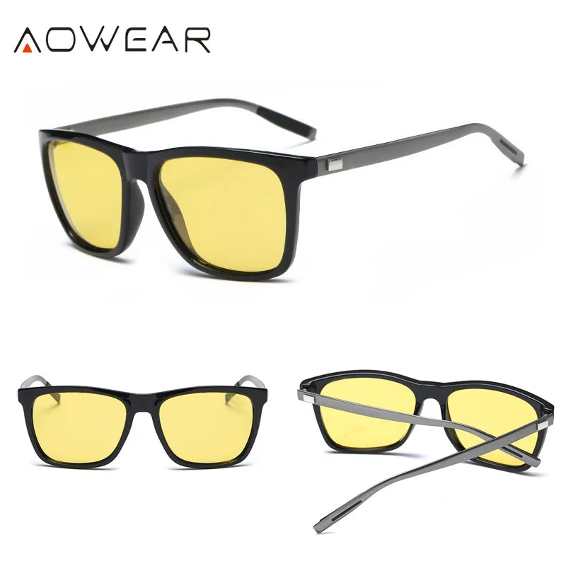 Lunettes Vision Nocturne HD Aowear - Jaune Homme Conduite de Nuit