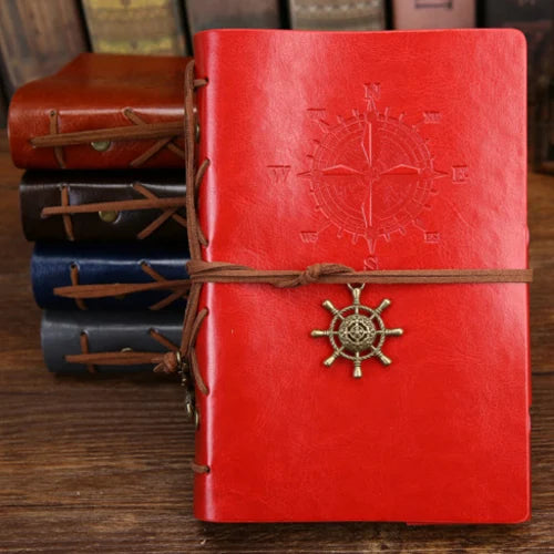 Carnet de Notes Spirale Rétro Cuir PU Ancre Pirate - Journal de Voyage