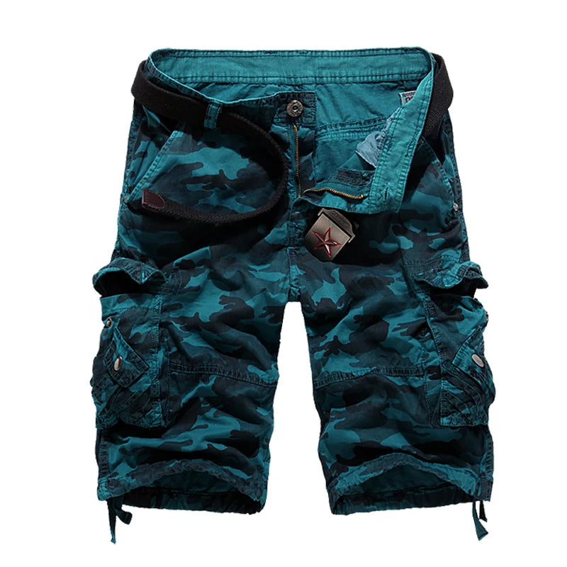 Short Cargo Homme Camouflage Lâche - Militaire Été 2025 Multi-Poches