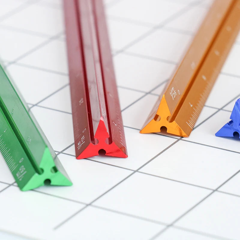 Règle Triangulaire Aluminium 15 cm - Échelle 1:20 à 1:600 pour Dessin Technique