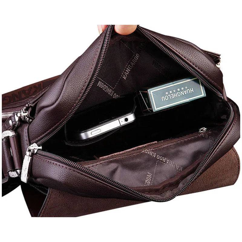 Sac Bandoulière Homme Vintage PU Cuir - Style Messager Rétro