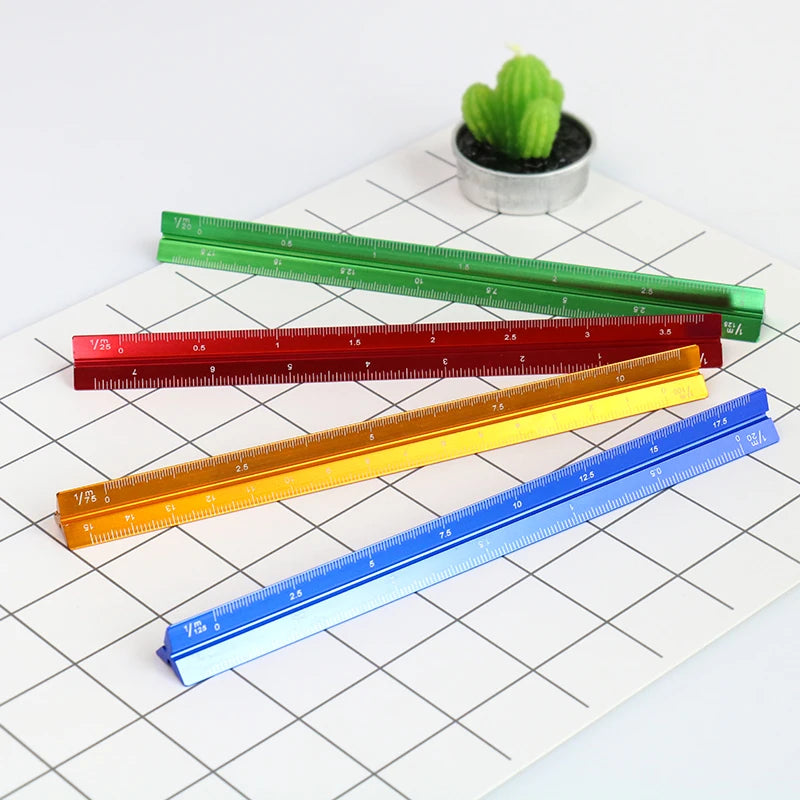 Règle Triangulaire Aluminium 15 cm - Échelle 1:20 à 1:600 pour Dessin Technique