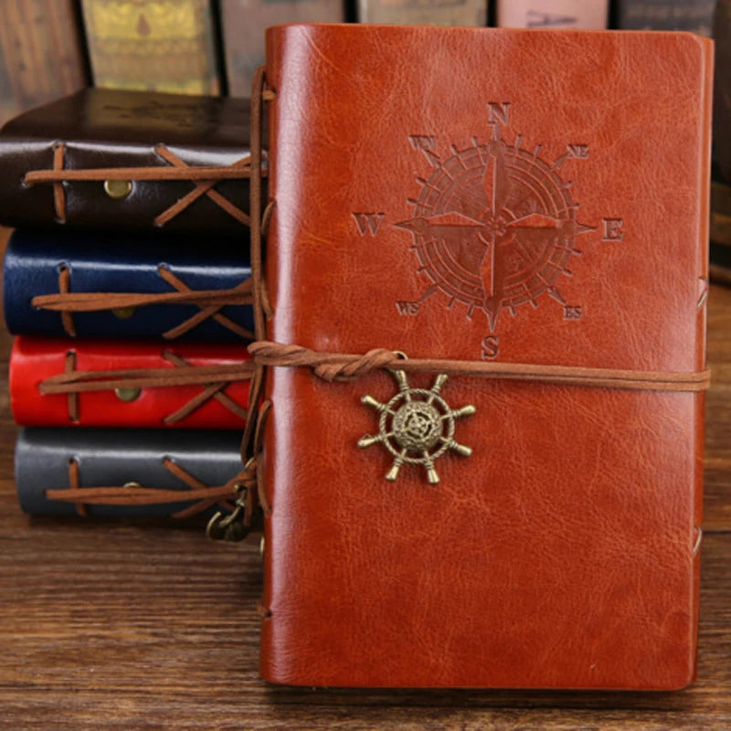 Carnet de Notes Spirale Rétro Cuir PU Ancre Pirate - Journal de Voyage