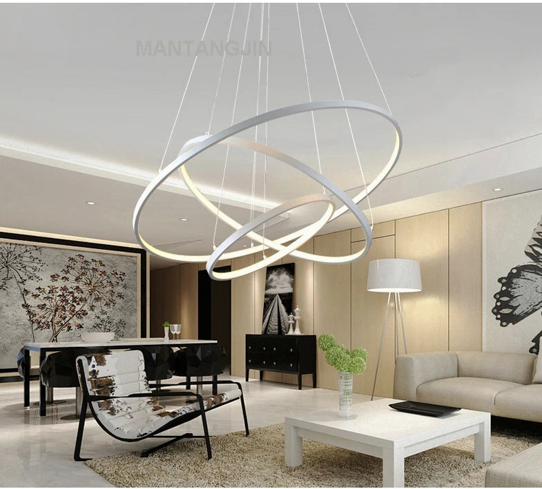 Suspension Luminaire Moderne Cercle - 1 à 4 Lumières pour Salon/Salle à Manger