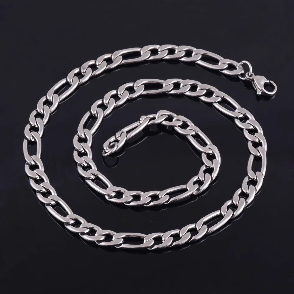 Collier Chaîne Figaro Acier Inoxydable 3-11.5 mm - Homme/Femme Style Punk