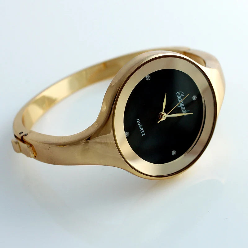 Montre Femme Bracelet Cuff Doré - Mode Casual Ronde