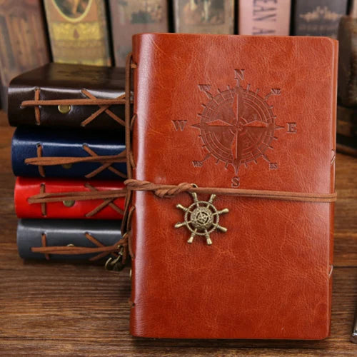 Carnet de Notes Spirale Rétro Cuir PU Ancre Pirate - Journal de Voyage