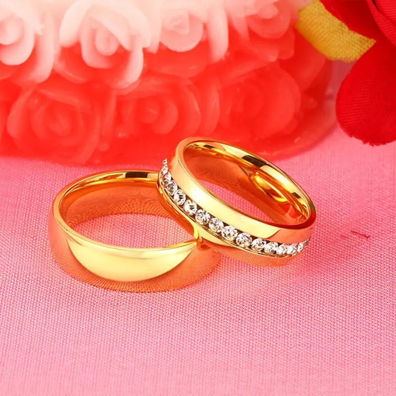 Alliance Acier Inoxydable Dorée Homme/Femme - Bague de Mariage Simple