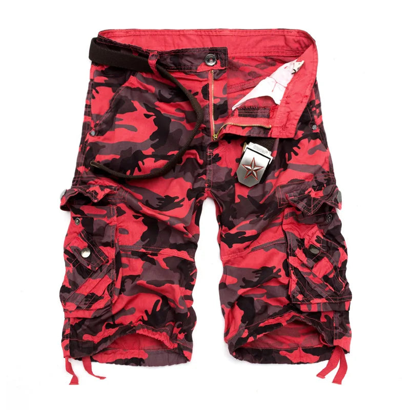 Short Cargo Homme Camouflage Lâche - Militaire Été 2025 Multi-Poches