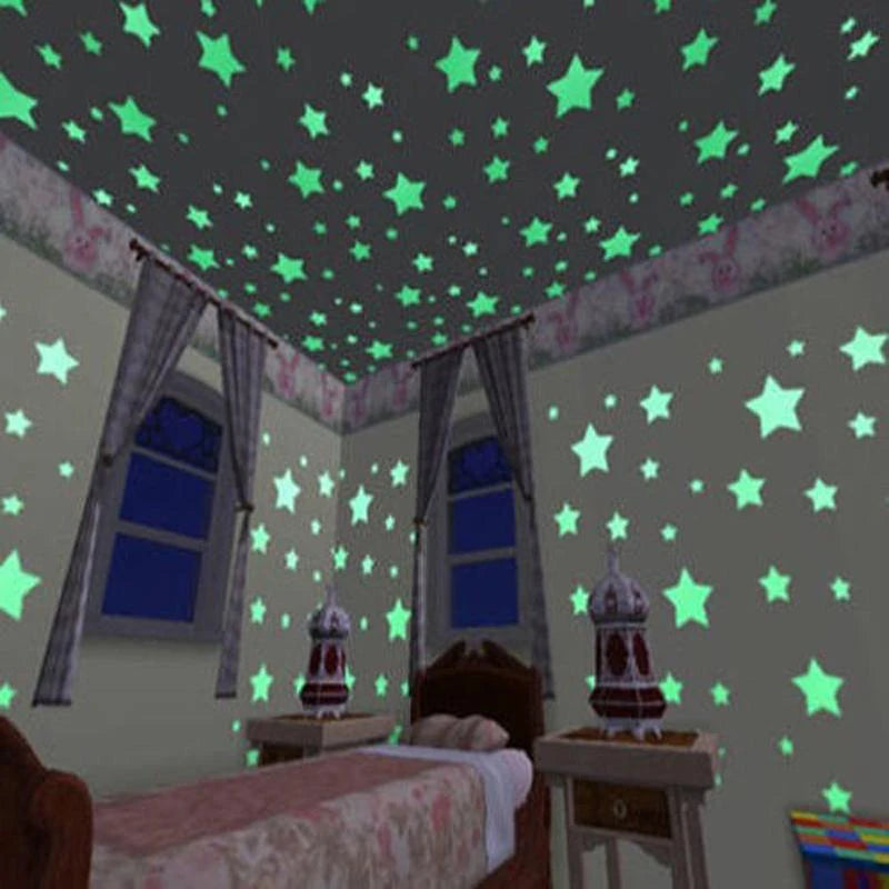 Stickers Muraux Lumineux Étoiles 100 pcs - Phosphorescents pour Chambre Enfant