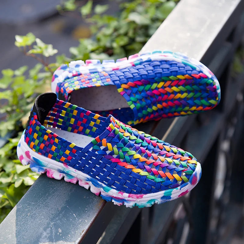 Chaussures Femme Été Plates Tissées - Loafers Casual Respirantes
