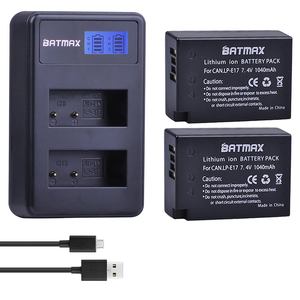 Batterie LP-E17 1040mAh + Chargeur Double USB pour Canon EOS M3/M5/M6