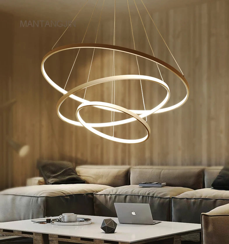 Suspension Luminaire Moderne Cercle - 1 à 4 Lumières pour Salon/Salle à Manger