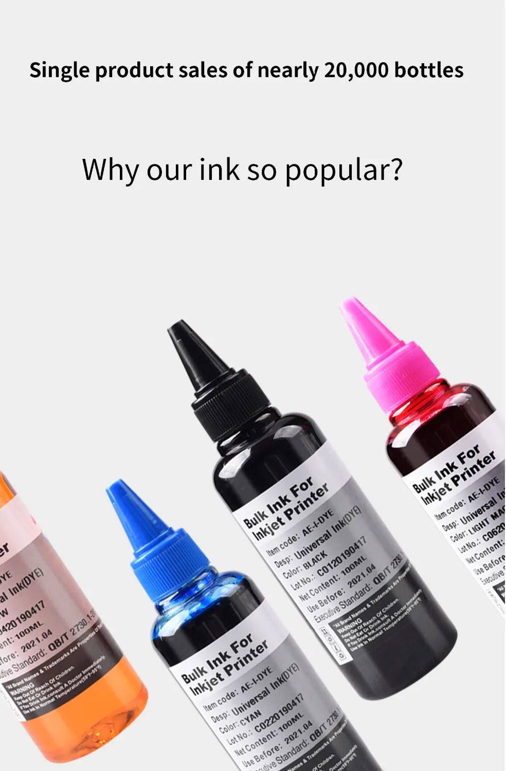 Kit Encre Universelle Dye 5x100 ml pour HP Canon Epson Brother