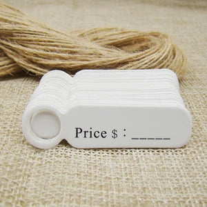 Étiquettes Prix Kraft Vierges 5x3 cm - 100 pcs + Ficelle Chanvre