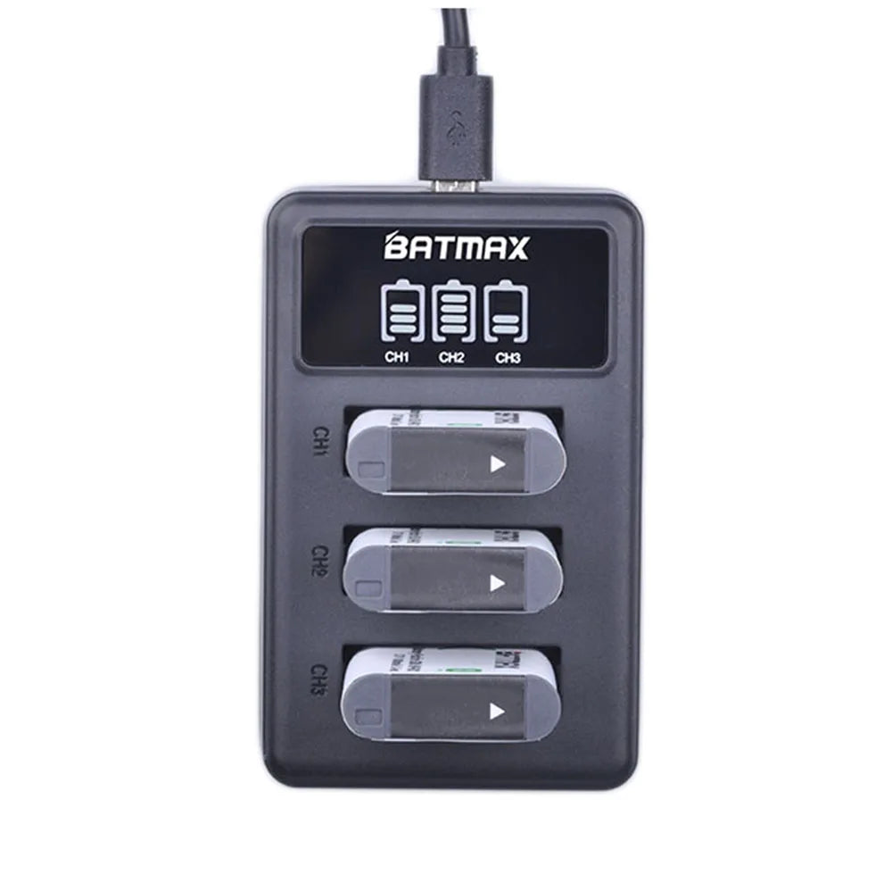 Batterie NP-BX1 + Chargeur 3 Slots LCD pour Sony RX100, WX500, HX300