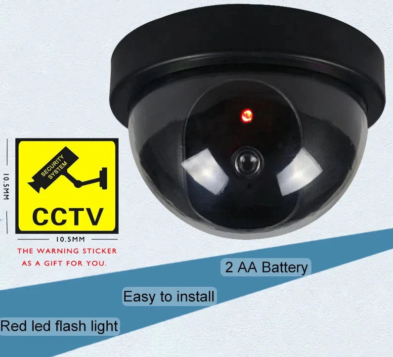 Caméra de Surveillance factice Dôme Noir avec LED Clignotante