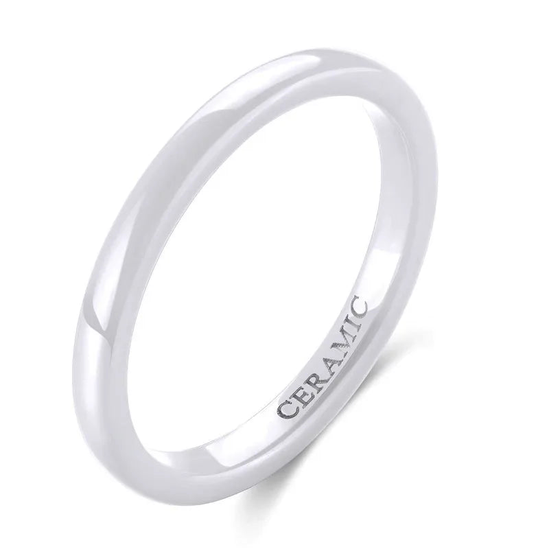 Bague Céramique Blanche/Noire 2-6 mm - Alliance Minimaliste Homme/Femme