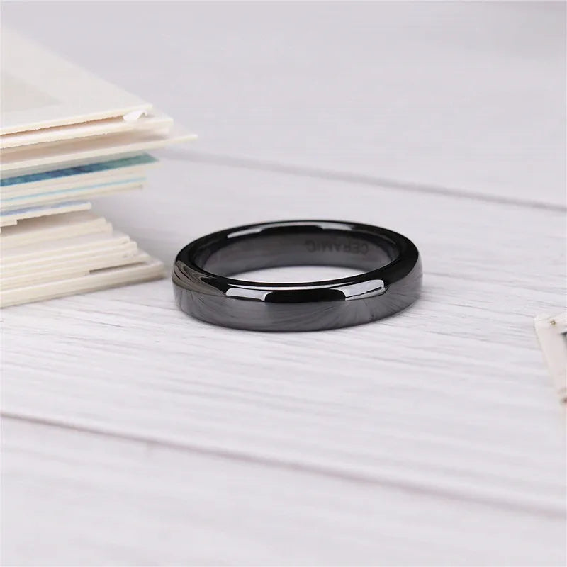 Bague Céramique Blanche/Noire 2-6 mm - Alliance Minimaliste Homme/Femme