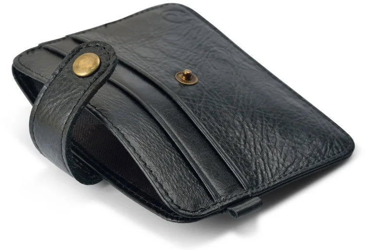 Portefeuille Homme Cuir Véritable Fin et Slim - Petit Format Portable