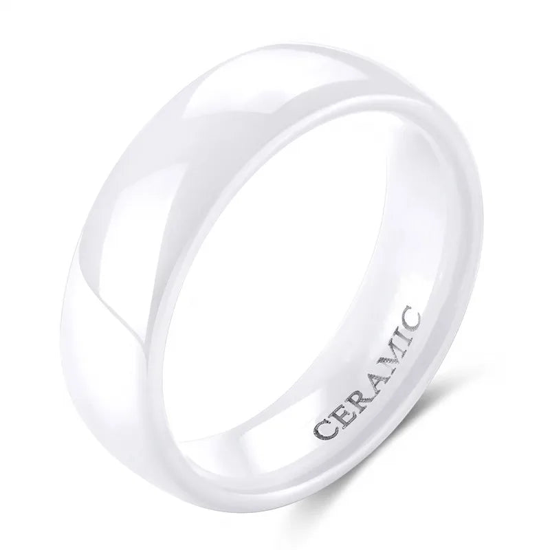 Bague Céramique Blanche/Noire 2-6 mm - Alliance Minimaliste Homme/Femme