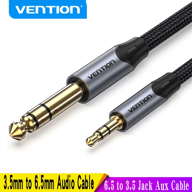 Adaptateur Jack 3.5 mm vers 6.35 mm Vention - Plaqué Or pour Mixeur/Ampli