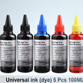 Kit Encre Universelle Dye 5x100 ml pour HP Canon Epson Brother