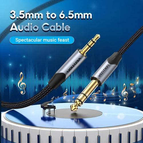 Adaptateur Jack 3.5 mm vers 6.35 mm Vention - Plaqué Or pour Mixeur/Ampli