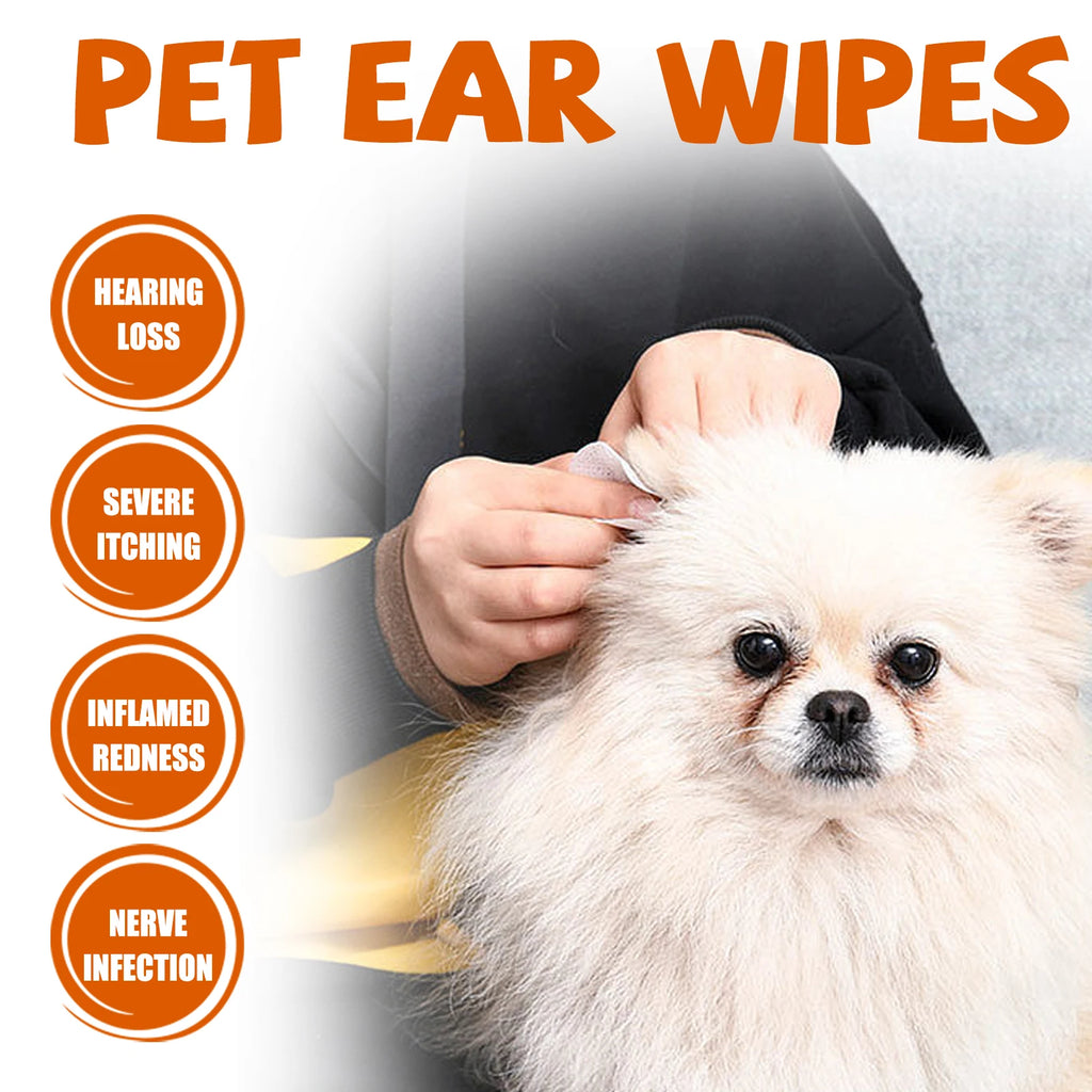 Lingettes pour Oreilles de Chien & Chat – 60 Pièces, Nettoyage Doux et Élimination des Odeurs