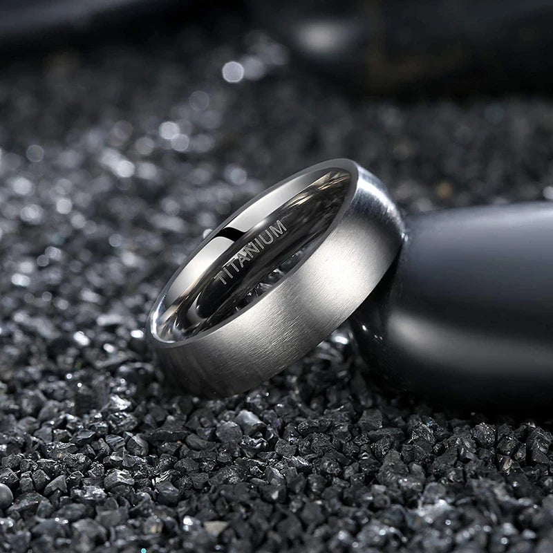 Bague Titane Brossée 4-8 mm - Minimaliste Homme/Femme