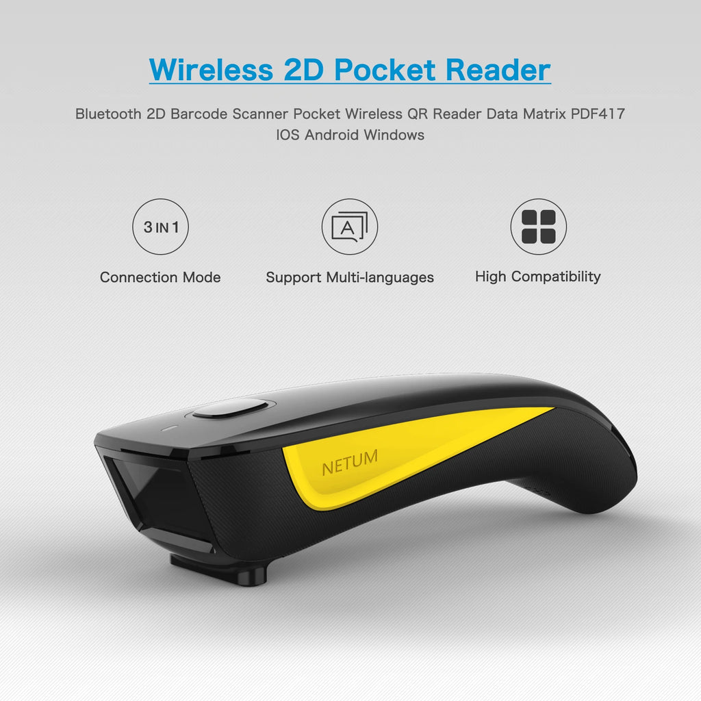 Scanner Code-Barres Bluetooth 2D QR NETUM C750 et Laser 1D C830