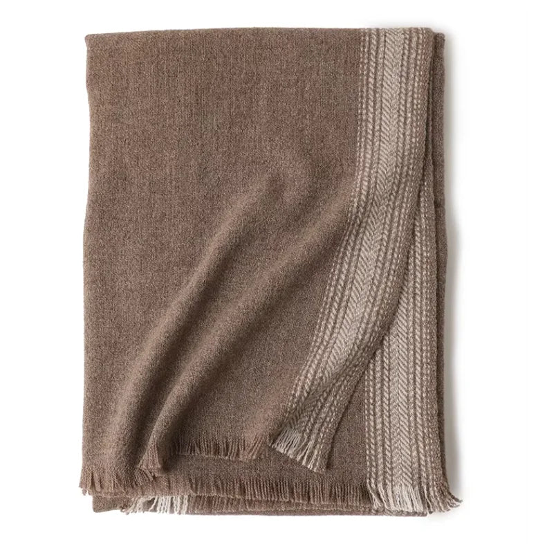 Écharpe Laine Mérinos Oversize Herringbone 90x220 cm 360g